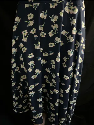 MS Basic Women's Navy & White Floral Wrap Dress LG thumbnail 8