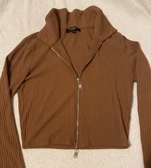 Brown Y2K Cropped Polo Zip Up Jacket Size XS thumbnail 1