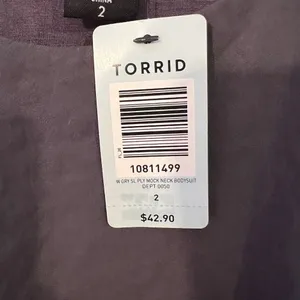 Torrid Dark Grey Blouson Halter Bodysuit Plus Size 2 Layered Snap‎ Sleeveless thumbnail 4