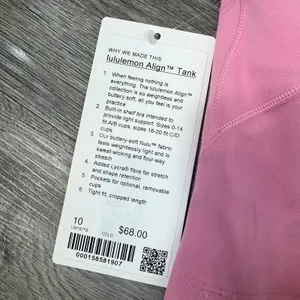 Lululemon Align Tank Top Cropped Size 10 A/B Cup Pink Padded LW1EITS thumbnail 5
