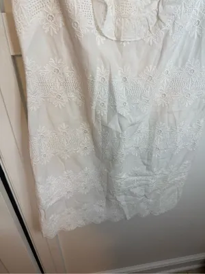 Vineyard Vines White Cotton Floral Eyelet Ruffle Shift Dress thumbnail 8