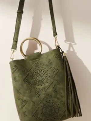 Anthropologie Olive Green Designer Bag thumbnail 1