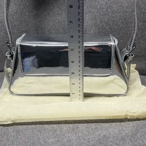 Y2K Style Metallic Shoulder Bag Mirror‎ Chrome 2000s Aesthetic Silver Small thumbnail 6