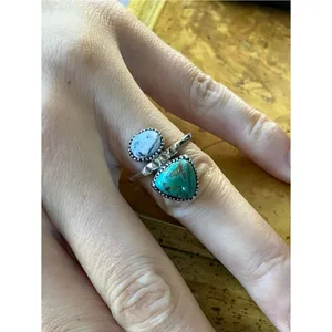 Royston Turquoise White Buffalo Sterling Silver Ring Size 7 thumbnail 3