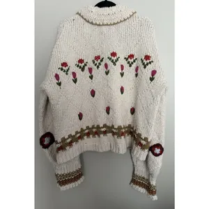 Free people Rosebud Cardigan Ivory Combo Women's Size Medium/Large thumbnail 2