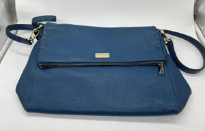 Kate Spade Crossbody Bag Womens Medium Blue Leather Zip Front Adjustable Strap thumbnail 1