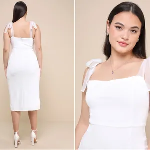 LULU's Bridal Chic Modern Sexy Engagement Sophisticated Wedding Shower Midi thumbnail 4