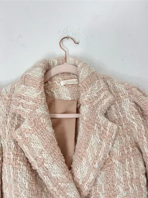 LoveShackFancy Braelyn Crop Jacket Small‎ Cream Bouclé Tweed Peplum Jacket $595 thumbnail 4