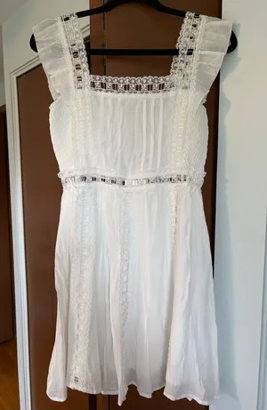 White Lace Trim Cotton Sundress thumbnail 1