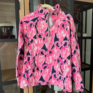 Lilly Pulitzer Zip up Jacket Skipper Popover Flamingo print Resortwear active thumbnail 1