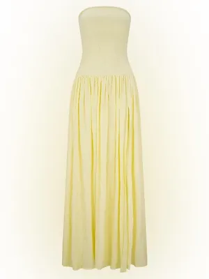 MESHKI maureenCotton Shirring Maxi Dress - Lemon, M thumbnail 5