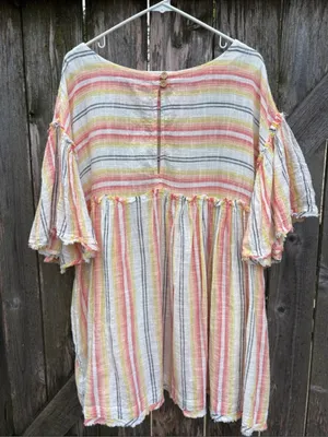 Like New Free People Summer Nights Dress / Top Multi Stripe Oversized Medium thumbnail 11