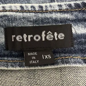 Retrofête Megh Strapless pleated Denim Mini Dress Marble Sky Button Front XS thumbnail 10