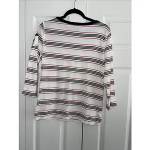 Lauren Ralph Lauren Striped Boat Neck Womens Size L White Red Navy Cotton Top thumbnail 4