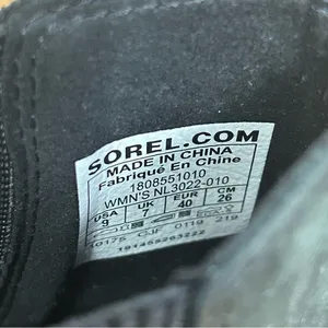 SOREL Joan Of Arctic III Chelsea Wedge Slip On Black Leather Boots Size 9 thumbnail 5