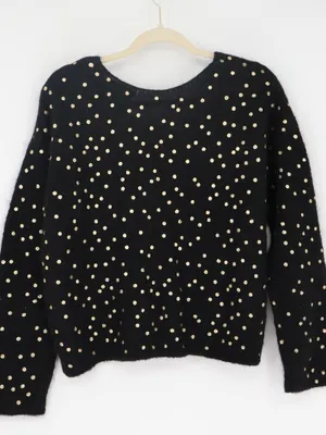 Sézane Lizy Cardigan Black Gold Metallic Dot Mohair Wool Blend Sweater Small thumbnail 11