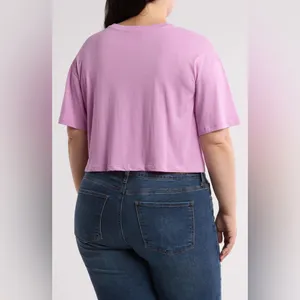 Abound Boxy Cotton Crop T-Shirt Oversized Pink/Lavender Women's Top thumbnail 4