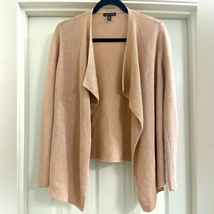Women’s Eileen Fisher Organic Linen Blend Knit Draped Front Cardigan Sweater S thumbnail 2