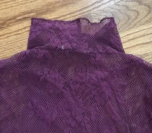 Beautiful, maroon lace, mock neck, shirt, express size medium thumbnail 2