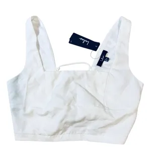 NWT Lulus Size Medium White Open Back White‎ Sleeveless Crop Top Square Neck thumbnail 1