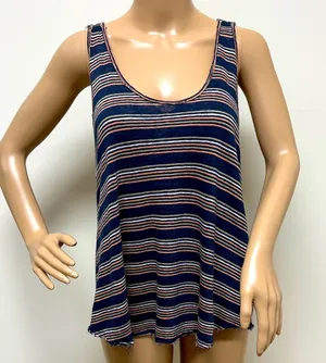 We The Free Best Night Twist Racerback Navy Striped Tank Top Size S thumbnail 1
