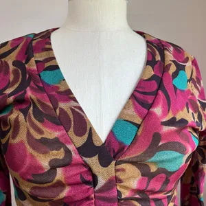 Y2K New York & Company Floral Cinched Waist Long Sleeve Blouse‎ Size Small thumbnail 4