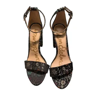 Sam Edelman Women's Yaro Floral Print Block Heel Open Toe Sandal Grey Size 8 thumbnail 2