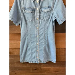 Madewell Denim Shirt Dress Snap Front Stretch Jean Dress Size 14 thumbnail 3