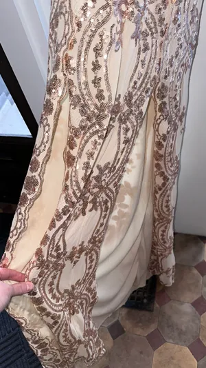 Boutique Gold / Tan Lace Prom Dress thumbnail 10