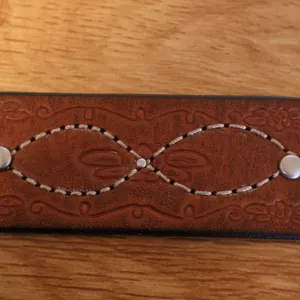 Dockers Western Embossed Leather Belt Womens Size M Brown Floral Studded Y2K thumbnail 7