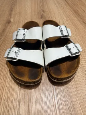 Birkenstock Arizona White Birko-Flor Sandals EU 39 Women's 8 Men's 6 Two Strap thumbnail 2
