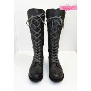 Spring Step Snowball Boots Grey Lace-Up Tall Knee-High Vegan Leather Flat Low 37 thumbnail 4