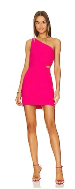 Amanda Uprichard Bowen Mini Dress in Hot Pink thumbnail 1