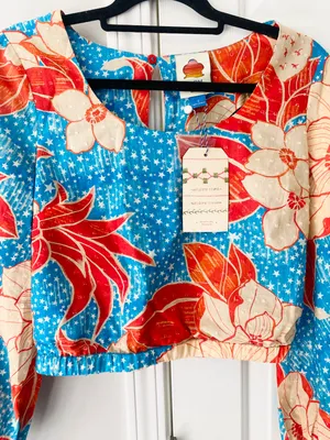 Anthropologie x Farm Rio Puff-Sleeve Bubble Blouse, Size S thumbnail 9