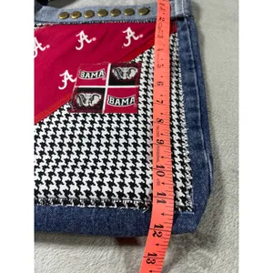 Handmade University of Alabama Denim Crossbody Purse Patchwork Crimson Tide Bag thumbnail 6