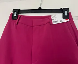 Uniqlo Fuchsia Pink Cropped Straight Leg Dress Pants Slacks Trousers NWT thumbnail 3