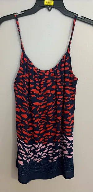 CAbi Navy Camisole with Red and Pink Abstract‎ Print thumbnail 1