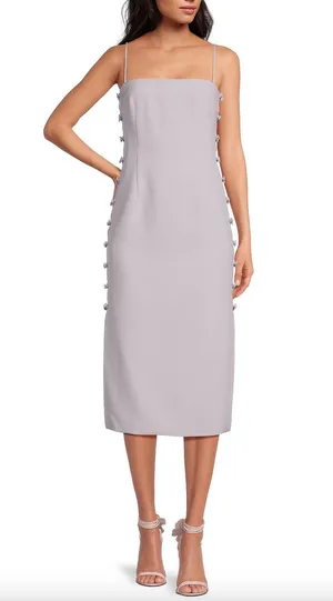 Gianni Bini Caelynn Bell Tori Dress Midi Crepe Side Cutout Light Ballet US 8 NWT thumbnail 1