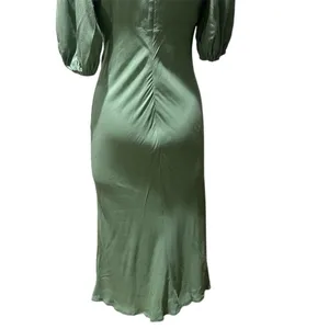 ASTR The Label Women's Green Midi Dress Size M Puff Sleeve Casual thumbnail 8