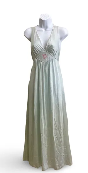 Vintage Silky Light Blue Nightgown with Embroidery thumbnail 1
