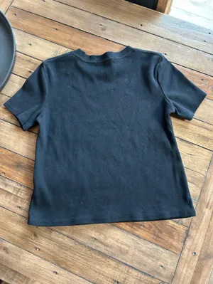 Perfect White Tee Katz Black Ribbed Cotton T Shirt L thumbnail 8