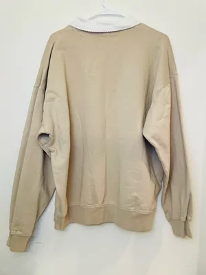 John Galt‎ Women’s Light Brown Polo Crew Neck Sweatshirt Size S thumbnail 3