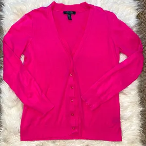 Ralph Lauren Pink Button Down V Neck Cardigan thumbnail 1