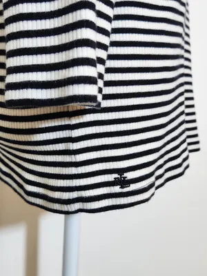 Lauren Ralph Lauren Womens Black and White Ribbed Knit Henley Size Large thumbnail 4