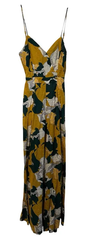 Lulus Isla Mujeres Yellow Tropical Print Tie-Back Wide Leg Jumpsuit thumbnail 1