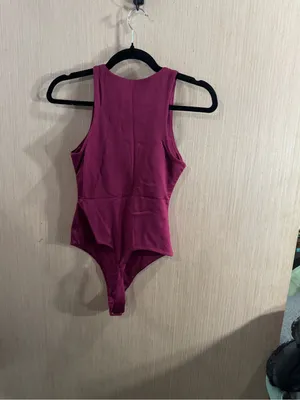 Women’s BP Sleeveless Ribbed One-Piece Bodysuit in Berry Size XS thumbnail 3