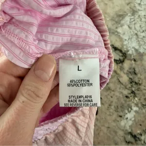 Pink Lily Boxer Shorts L two toned Stripe Lounge Pajama Shorts Elastic Waist thumbnail 6