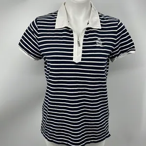 Jones New York striped short sleeve polo navy and white thumbnail 2