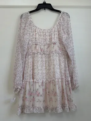 Ultra Flirt NWT Pink Floral Tiered Ruffle Mini Dress Women's M 🌿 thumbnail 7