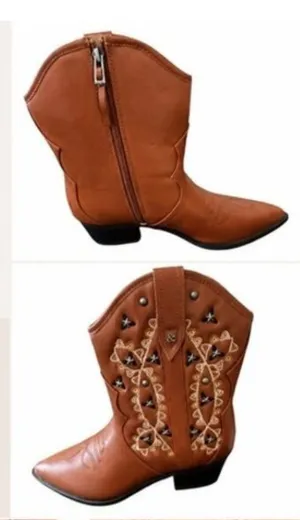 Sam & Libby Cowboy Boots Womens Size 9 Brown Western Embroidered Studded NWT thumbnail 2